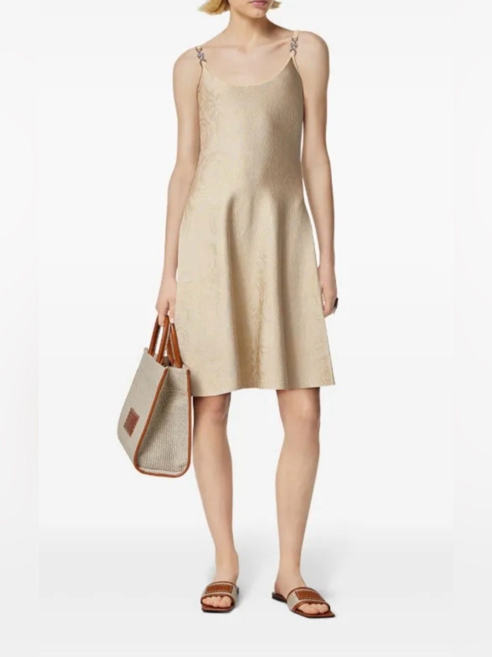 Versace Barocco Jacquard Flared Mini Dress NWT Size 8